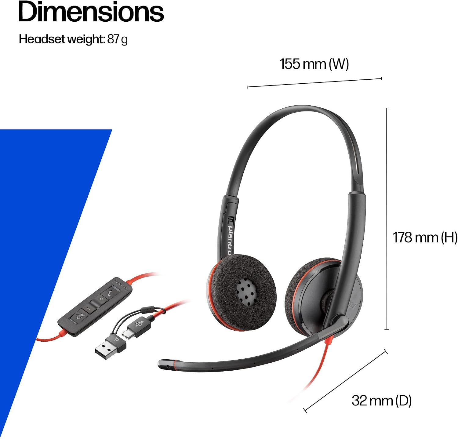 Thumbnail 6 de Poly Blackwire 3220 wired headset with USB-C connection