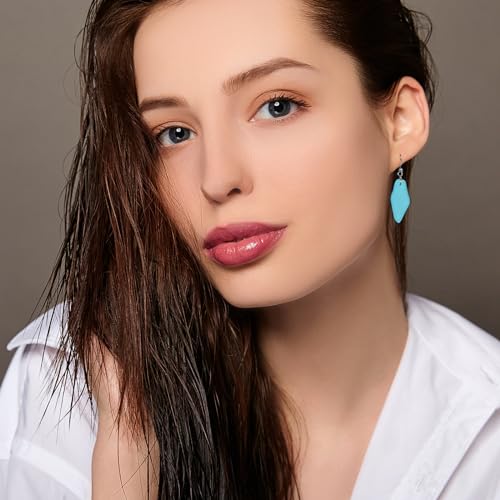 Detalle 2 de Weviway Sea Glass Drop Dangle Earrings, Light Blue – Handmade Beach Jewellery