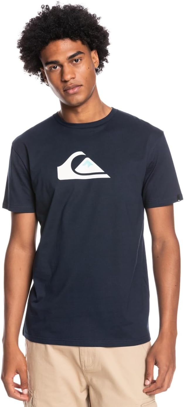 Detalle de QUIKSILVER Maglietta da uomo a maniche corte con logo Comp nero – cotone leggero e vestibilità classica