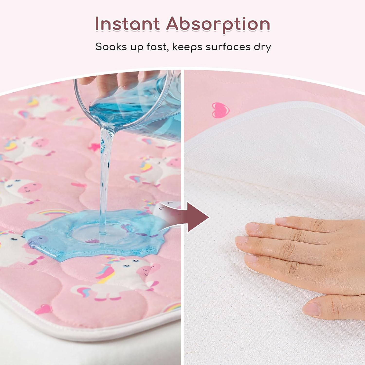 Detalle de Yukkidds 2 Pack Potty Training Bed Pads (75 x 90 cm, Pink Unicorn)