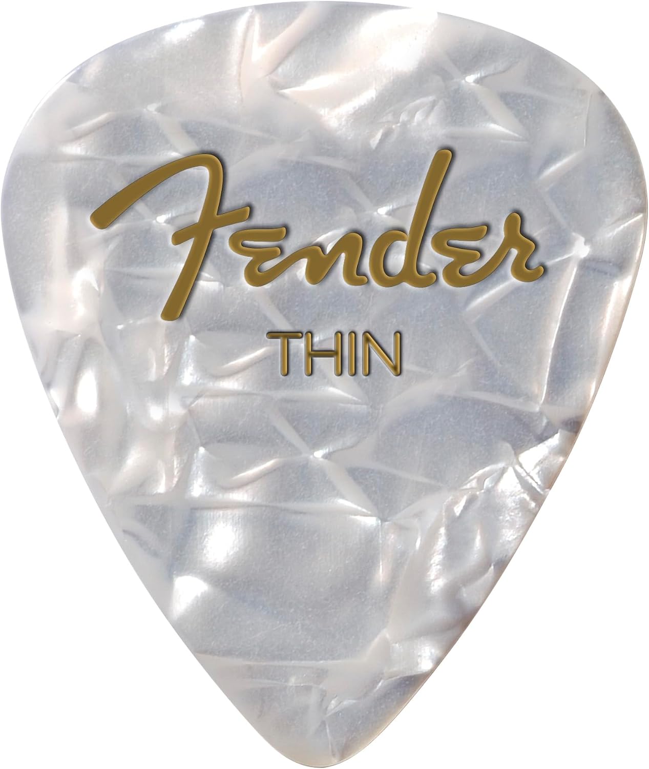 Detalle de Fender 351 Premium gitarrplektrum, tunna i celluloid, vit Moto, 12-pack