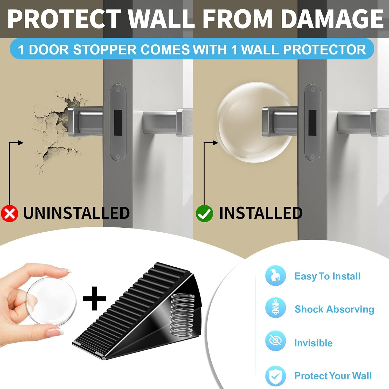 Detalle de AIMAXINKE Heavy Duty Tall Door Stoppers, 3-Inch Adjustable Spring Wedge