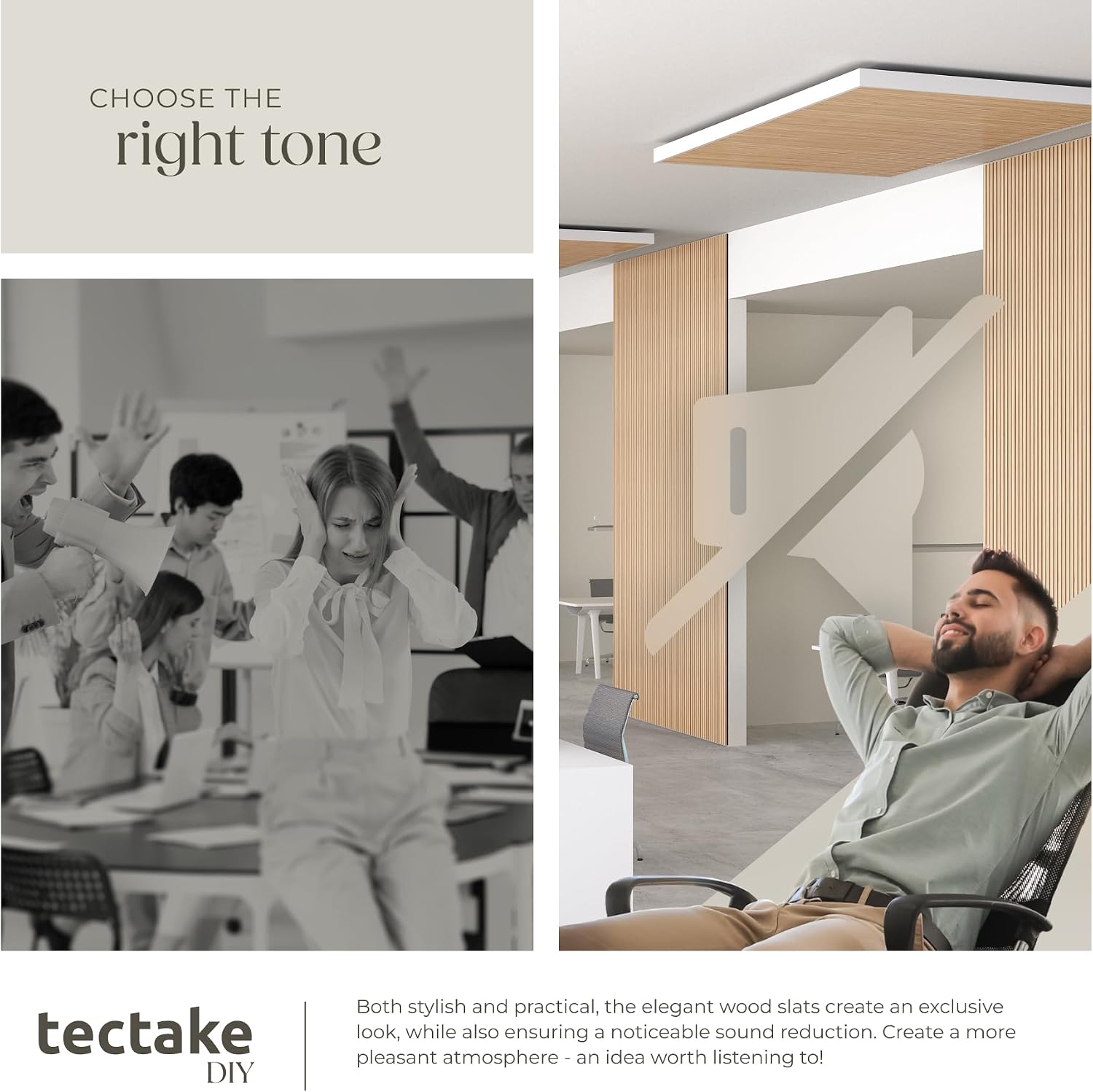 Detalle de tectake® Sonic Wall IV akustikpaneler, 8-pack i ljus ek, skärbara 110 x 50 cm