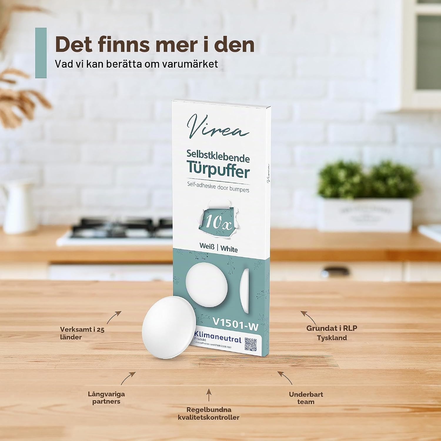 Thumbnail 6 de Virea självhäftande dörrstopp, 10-pack, vit silikon, 40 × 8 mm