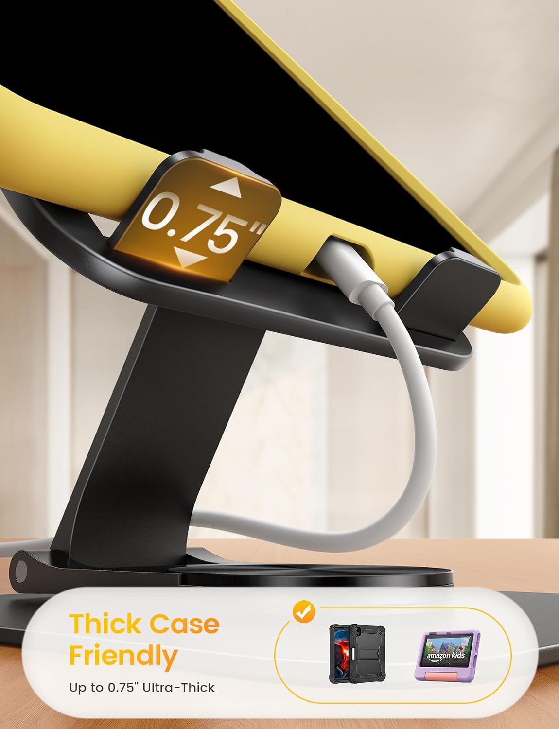 Detalle de Lamicall STDT02-EU-BK Rotating Tablet Stand, Foldable 15 mm Design