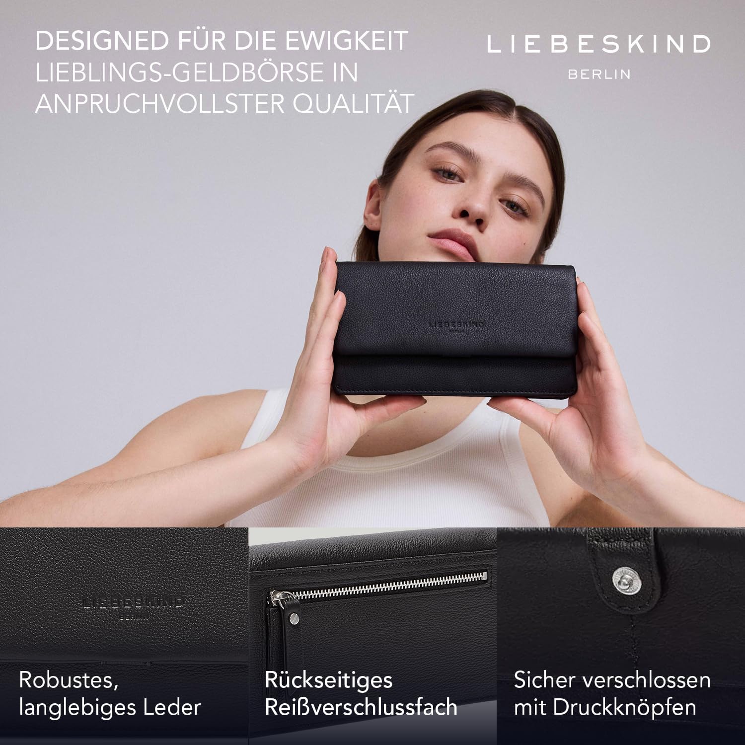 Detalle 2 de Liebeskind Slam L Portefeuille femme en cuir coconut grillé