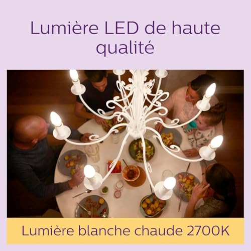 Thumbnail 4 de Philips Lighting 929003541136 – Pack de 6 ampoules LED E14 flamme, 40W équivalent, blanc chaud