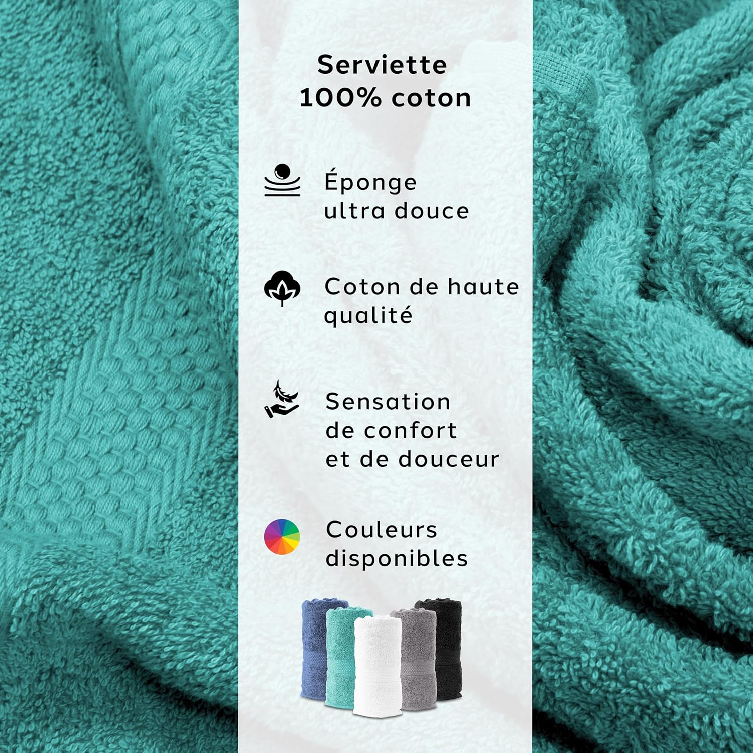Thumbnail 1 de Lot de 3 serviettes de bain Caleffi (menthe) 55 x 105 cm en coton 100%