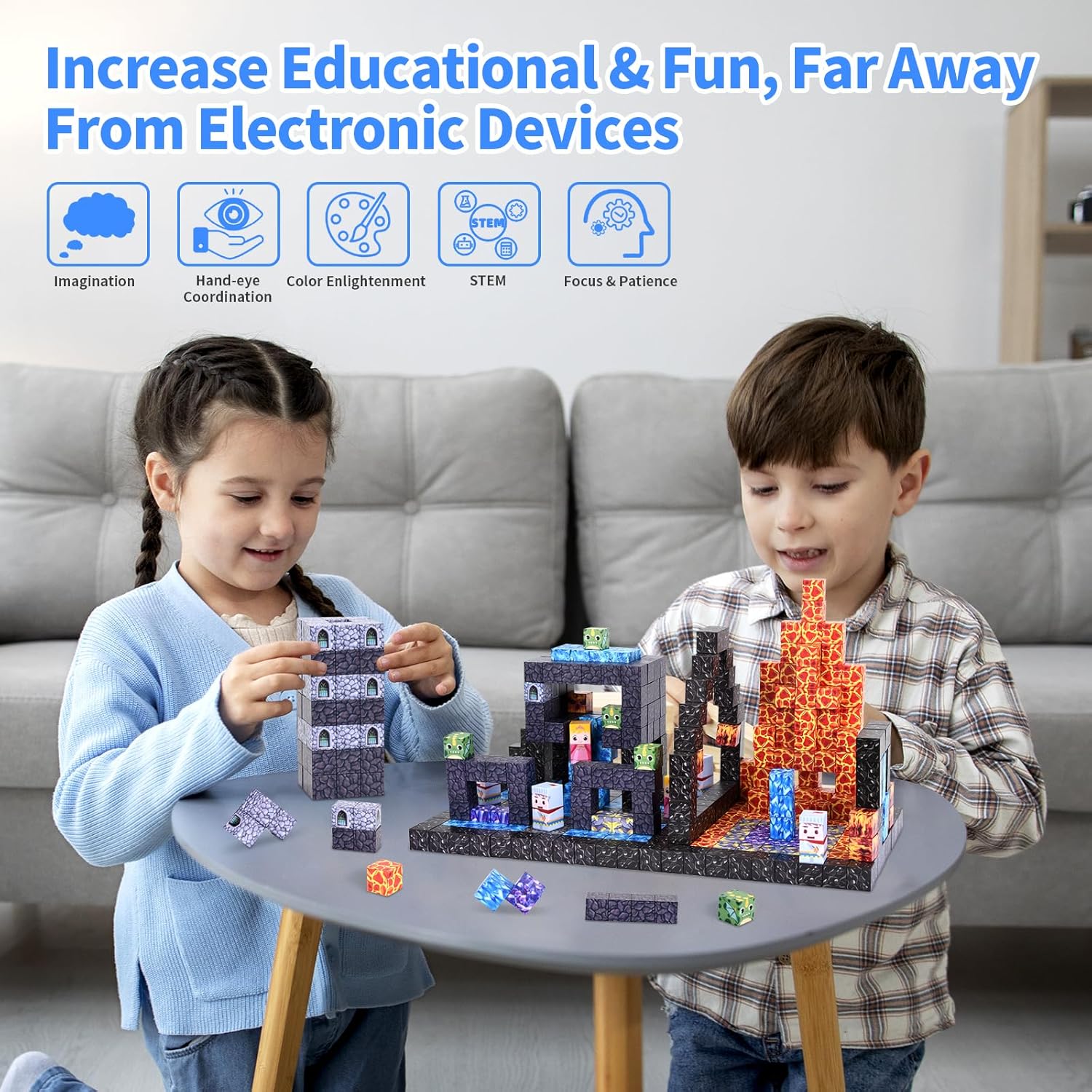 Detalle de YIHANG 100 PCS Magnetic Blocks – Dark Castle & Sword Set