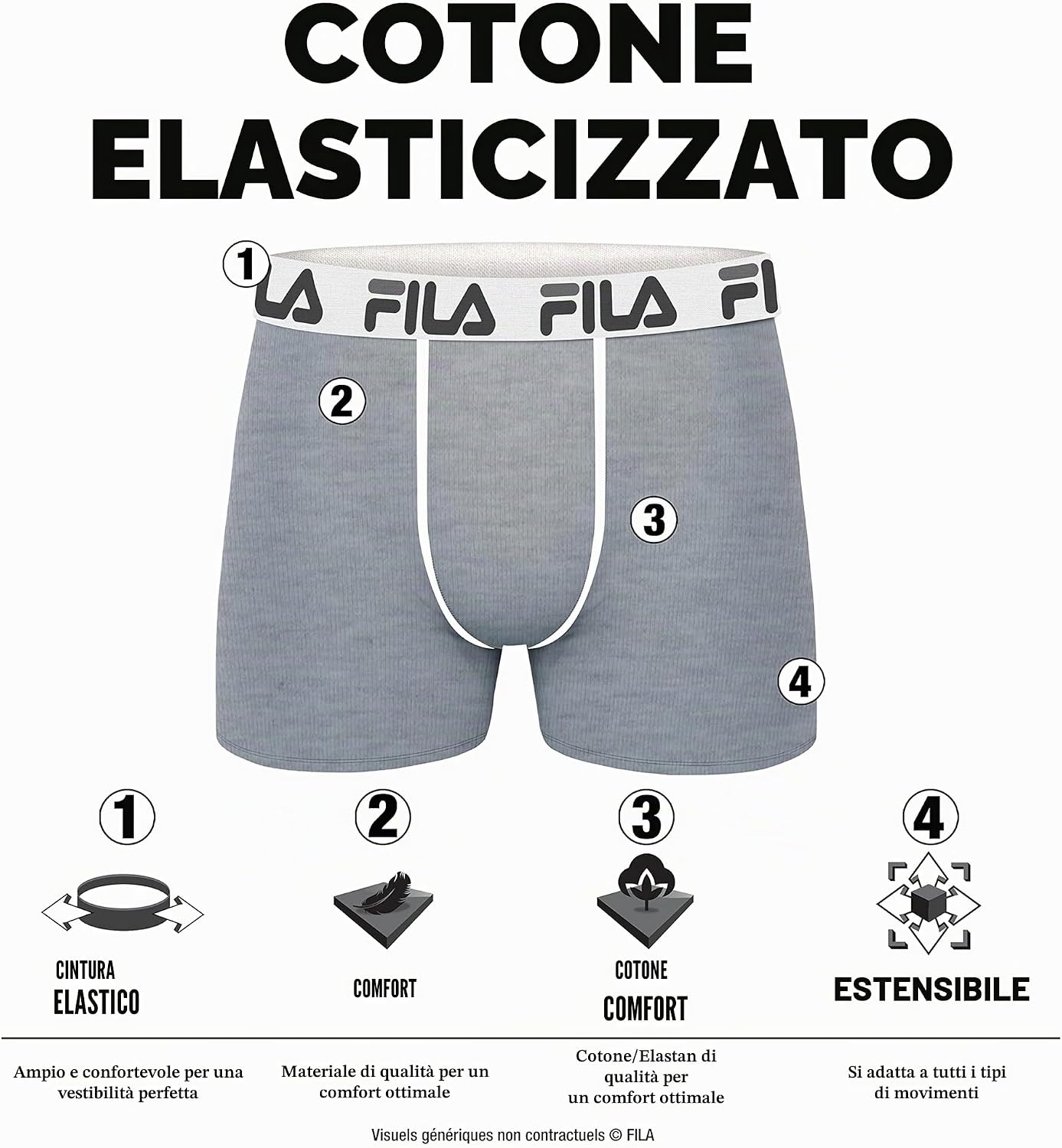 Detalle 2 de Fila Boxer Fi/1bc/Fu5040x2 – Boxer da uomo in cotone, comfort morbido e fibra naturale