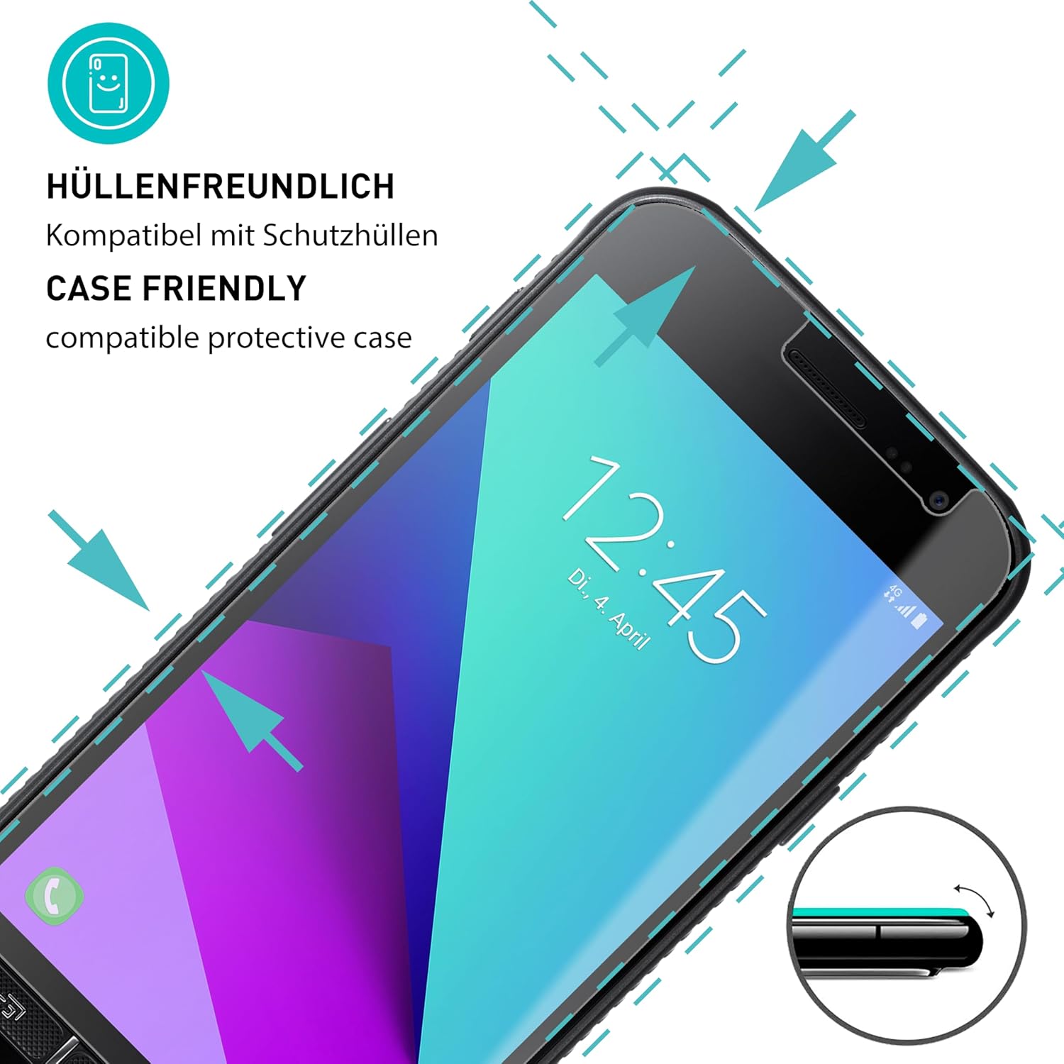 Detalle 2 de SmarTect Tempered Glass Screen Protectors for Galaxy Xcover 4/4s, 9H, 0.3 mm