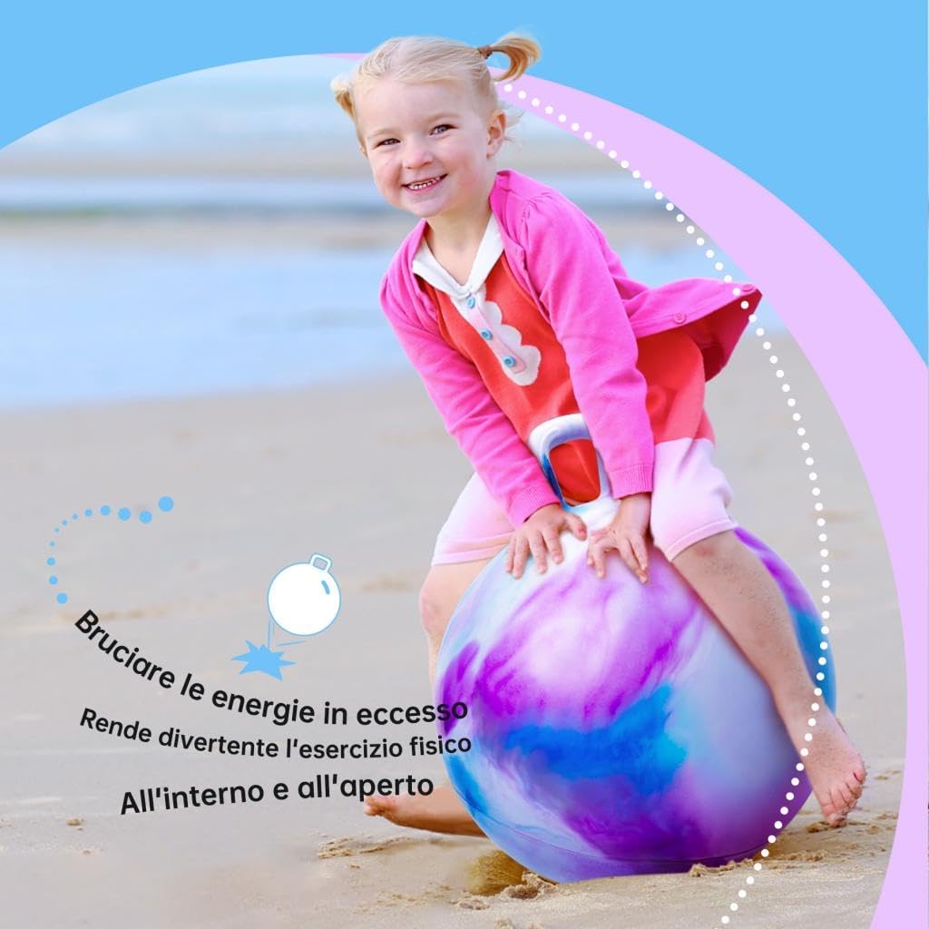 Thumbnail 5 de U&C Planet Hüpfball für Kinder (Wolke violett), aufblasbarer Hopperball mit Pumpe, 55 cm, bis 150 kg