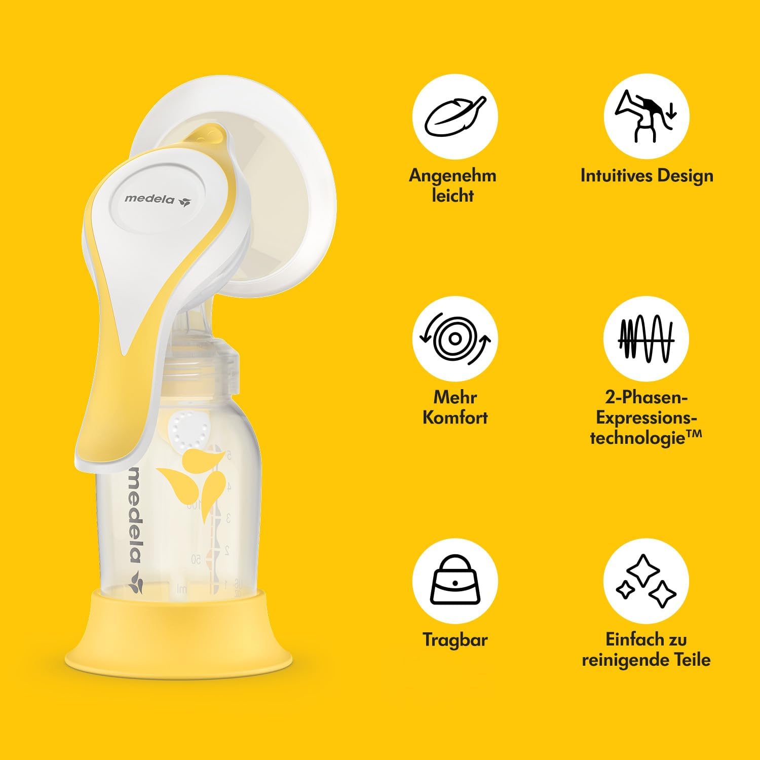 Detalle de Medela Harmony Handmilchpumpe – Kompaktes Schweizer Design, 2-Phasen-Expression
