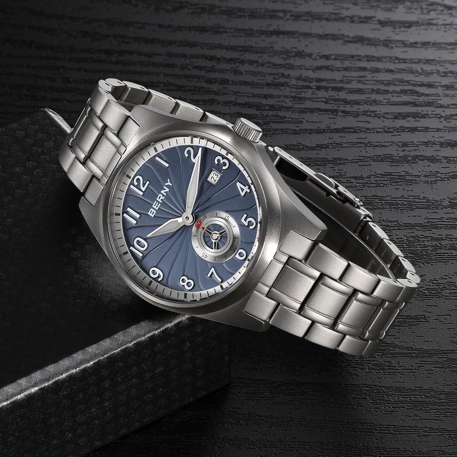 Thumbnail 6 de BERNY Titanium Automatik-Herrenuhr mit Seagull ST1731, 10ATM und Saphirglas