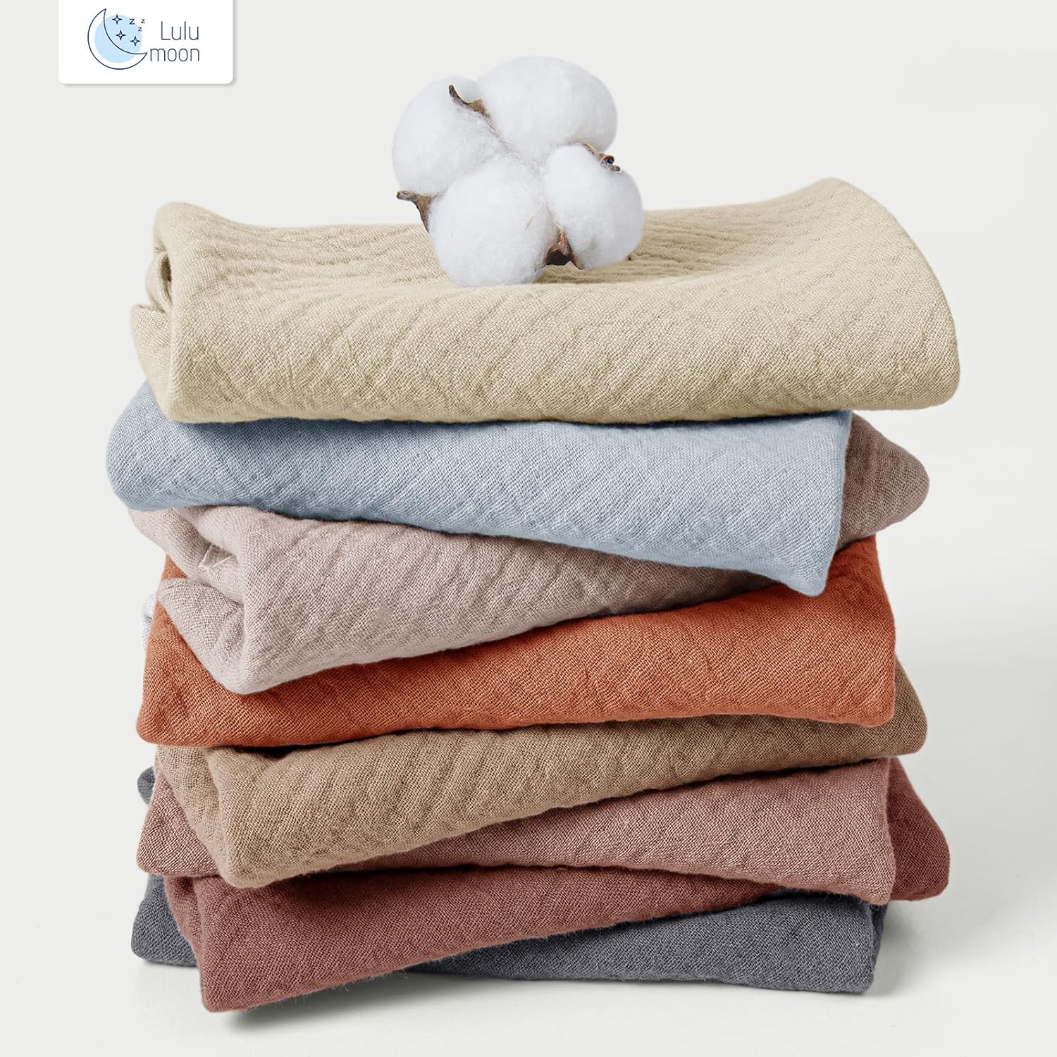 Thumbnail 6 de lulumoon Lätzchen Baby Absorbierendes Dreieckstuch – 4-Lagen Musselin, quadratisch 29 × 29 cm