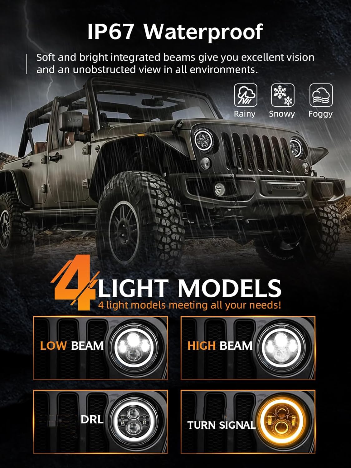Thumbnail 2 de UNI-SHINE Black 7-inch LED Headlight