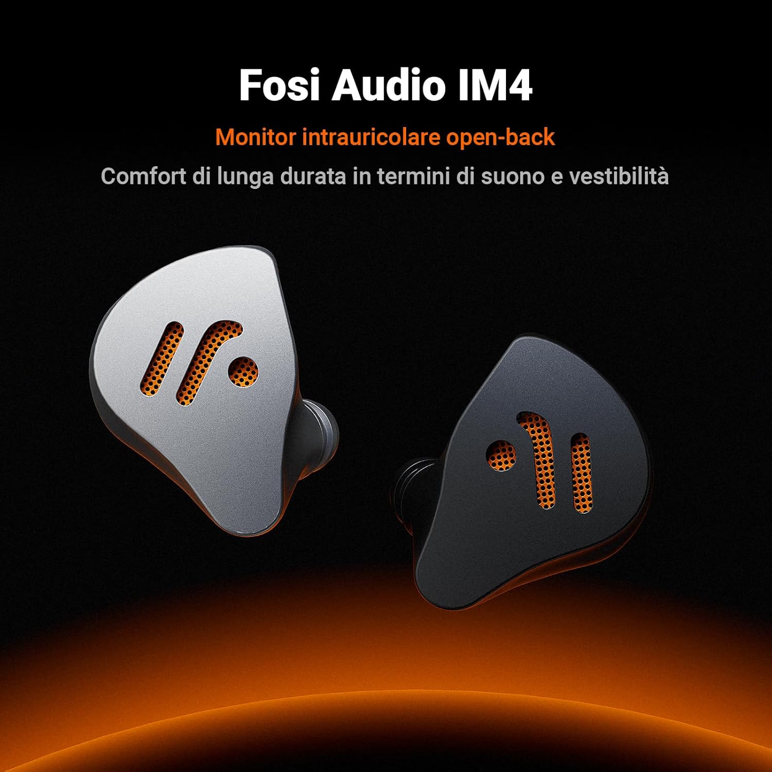 Detalle de Fosi Audio IM4: auricolari HiFi IEM con struttura aperta e driver in berillio da 10 mm