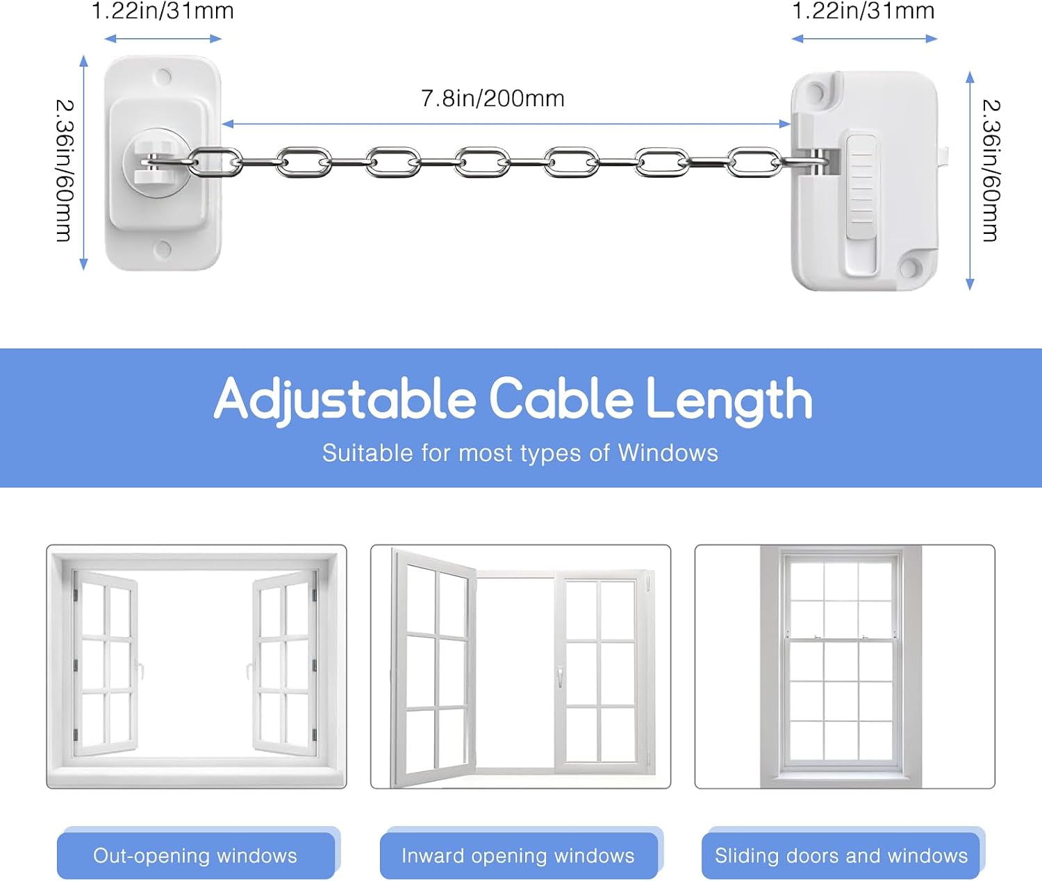 Thumbnail 3 de VidFair 2PCS Window Locks for Upvc Windows – Self-Adhesive Child Safety Window Restraints