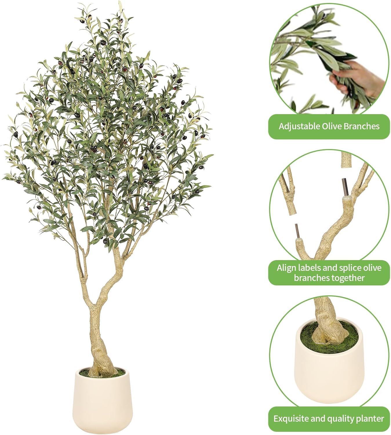 Thumbnail 4 de 6ft Artificial Olive Tree with Planter