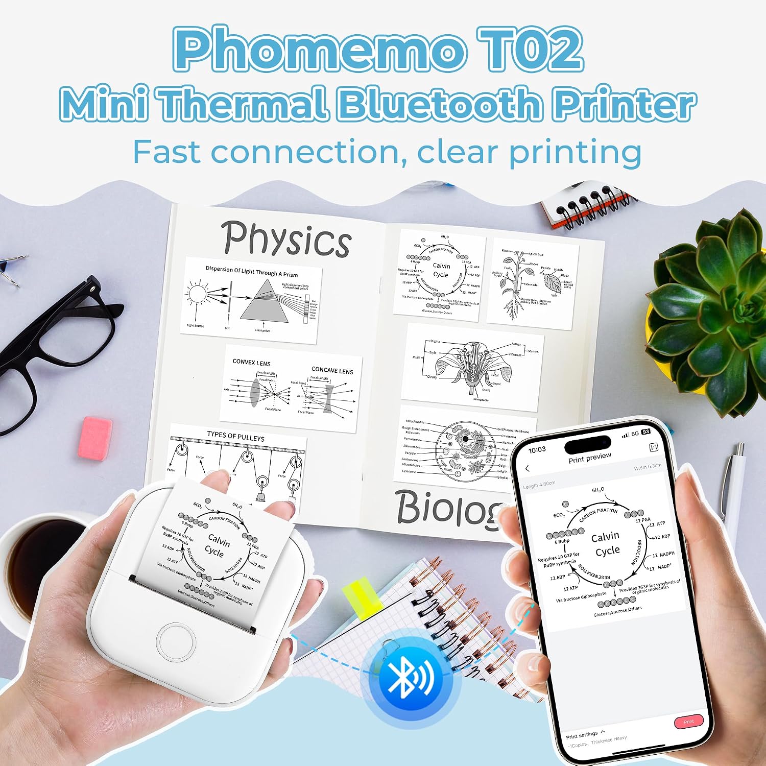 Detalle 2 de Phomemo T02: Impresora Térmica Móvil 🎉 Sin Tinta, Bluetooth