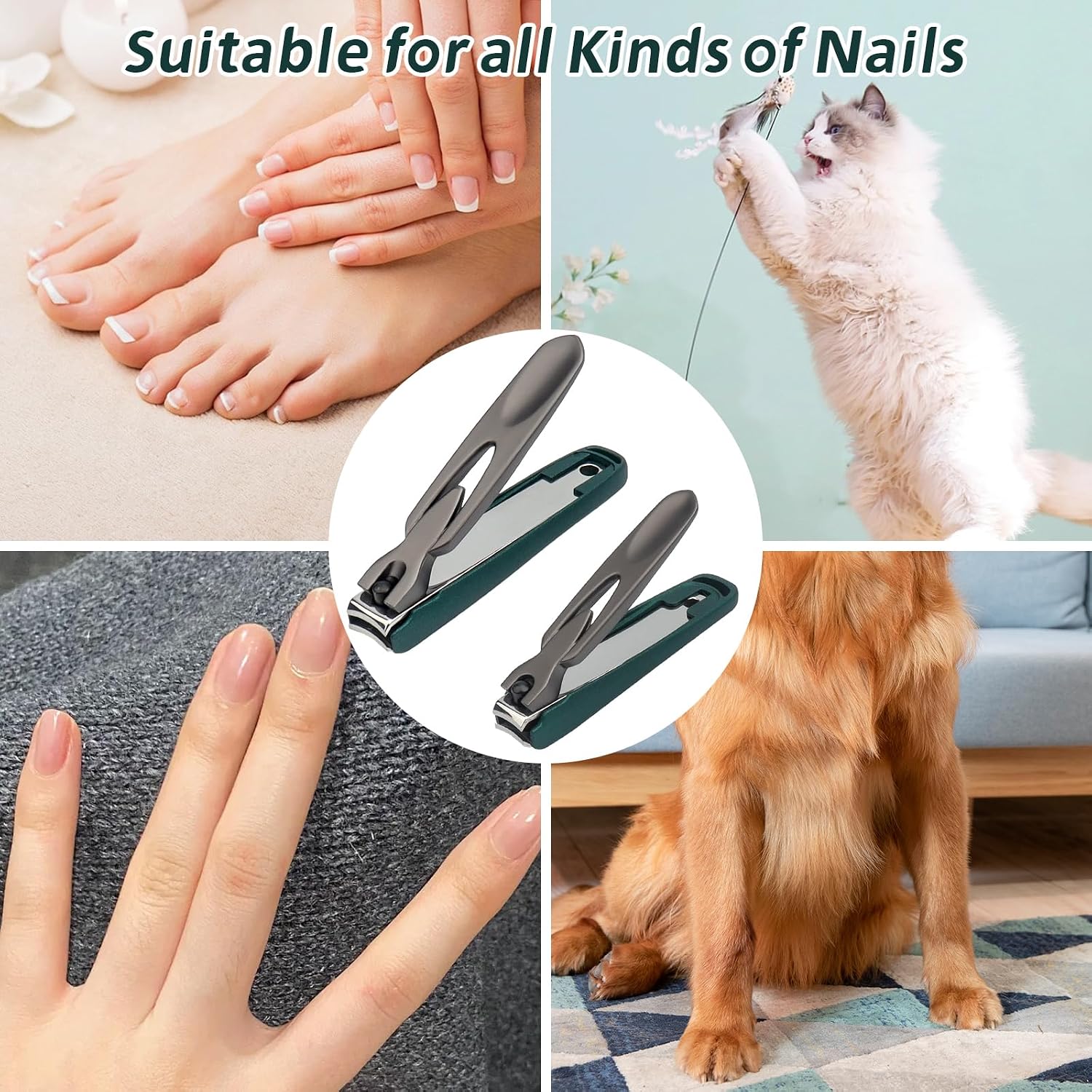 Thumbnail 6 de Roellgs Nail Clippers Set – Precision Toe Nail Clippers for Thick Nails, Durable Heavy Duty Stainless Steel Toenail Clippers (Green)