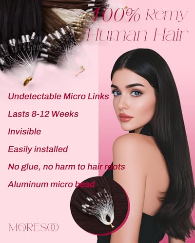 Detalle 2 de Moresoo extension froid cheveux naturel 50 mèches ⚙