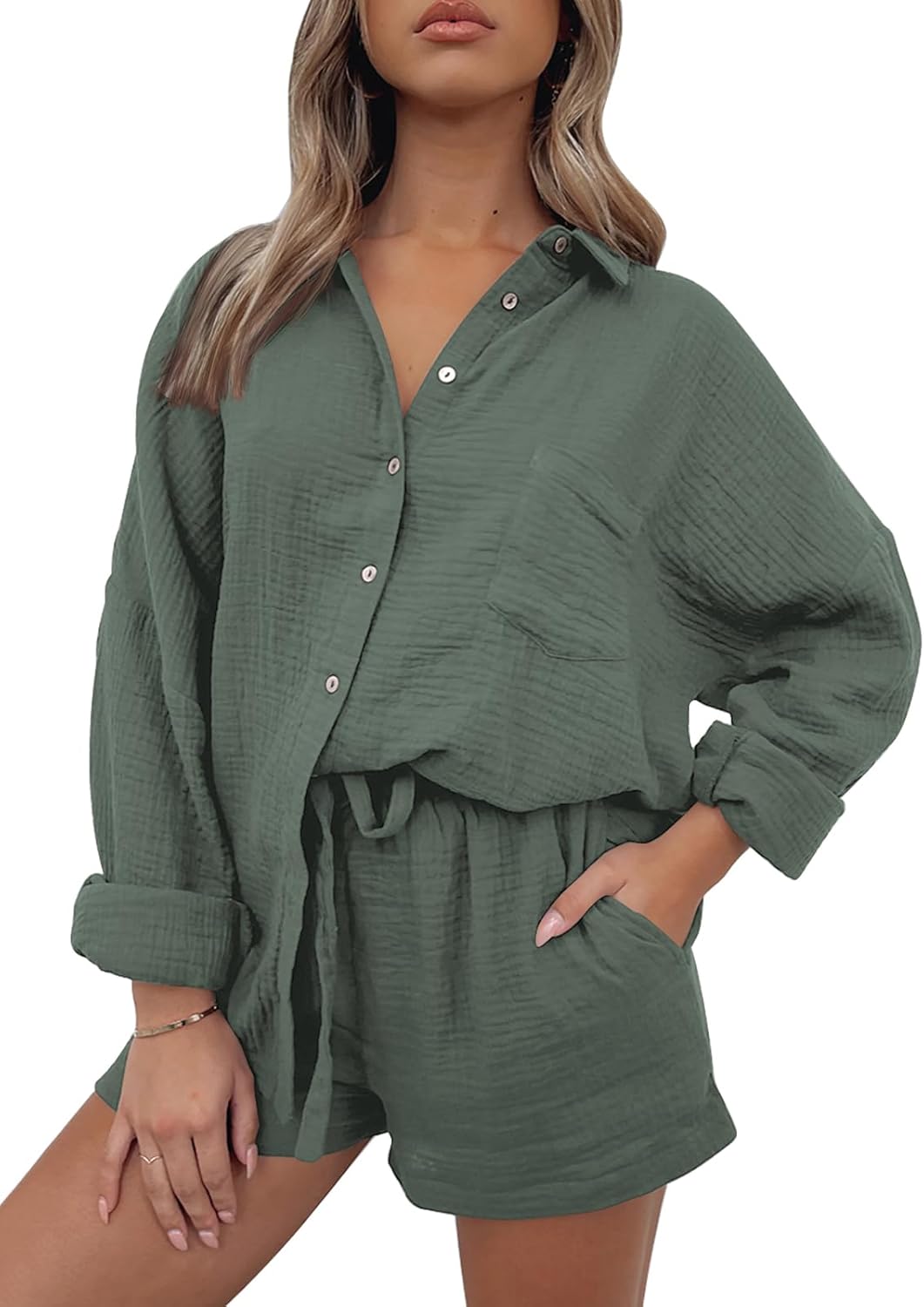 Thumbnail 6 de AUTOMET 2-Piece Lounge Set for Women: Matching Oversized Shirt & Shorts