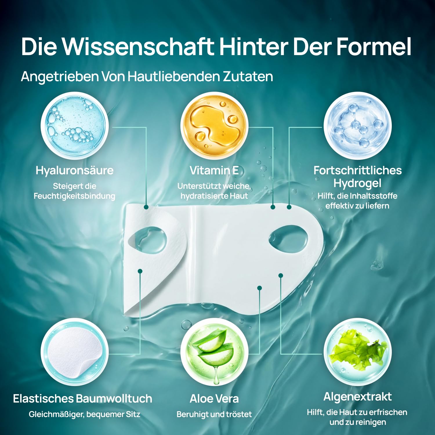 Detalle de Plantifique V-line Hyaluron Face Mask (10er Set) für V-Shape, Gesichtstape & Doppelkinn