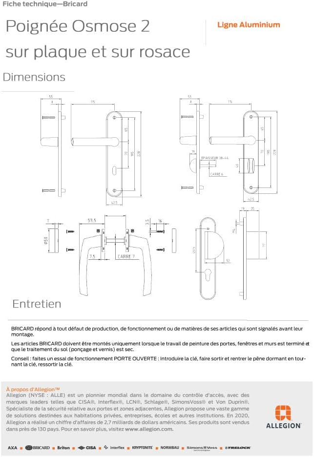 Detalle de Bricard 7E8081 Osmose 2 Key Door Handles, Matt Black Aluminium