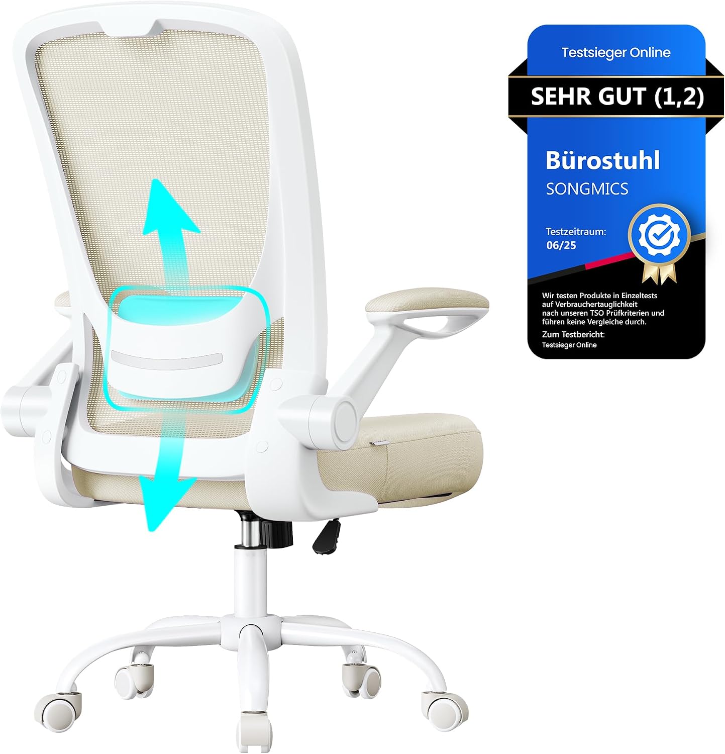 Detalle de SONGMICS Bürostuhl ergonomisch mit Mesh