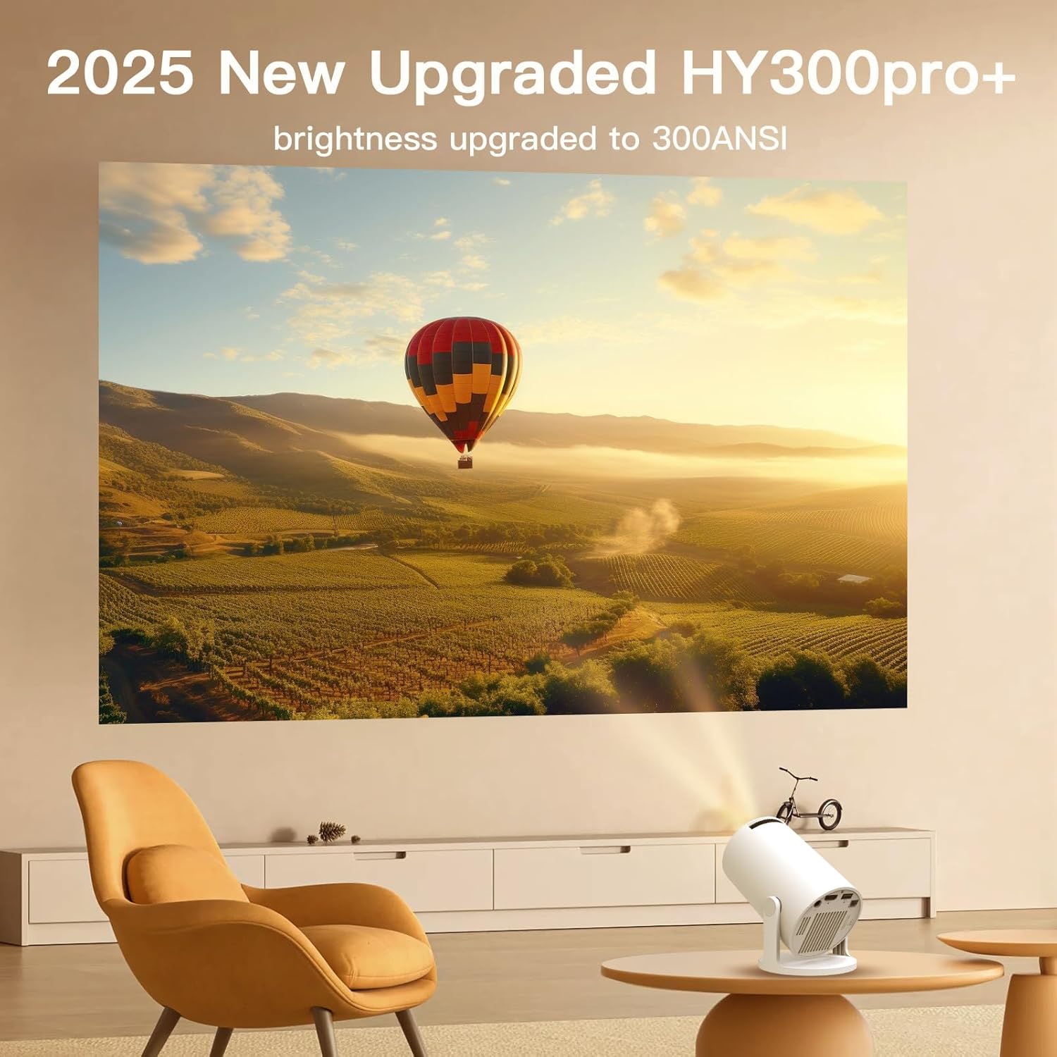 Thumbnail 2 de Vidéoprojecteur Lyncast 6 Wi‑Fi 6 & Bluetooth 5.4 — 4K Full HD, Android 14, Auto Keystone, 350 g, blanc