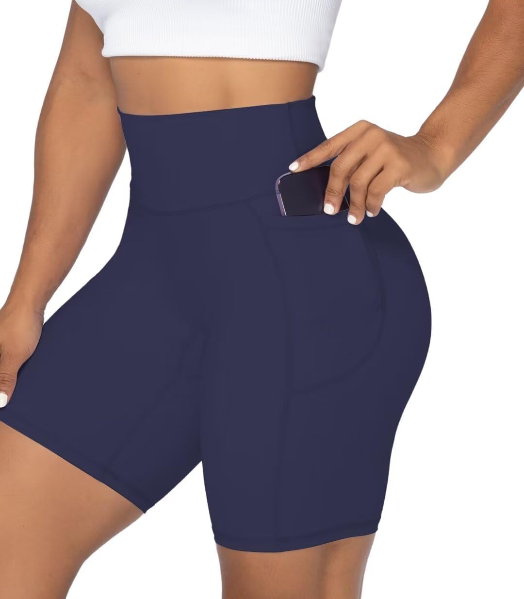 Detalle de Sunzel No Front Seam Biker Shorts for Women with Pockets — High-Waisted, Tummy Control, Squat-Proof