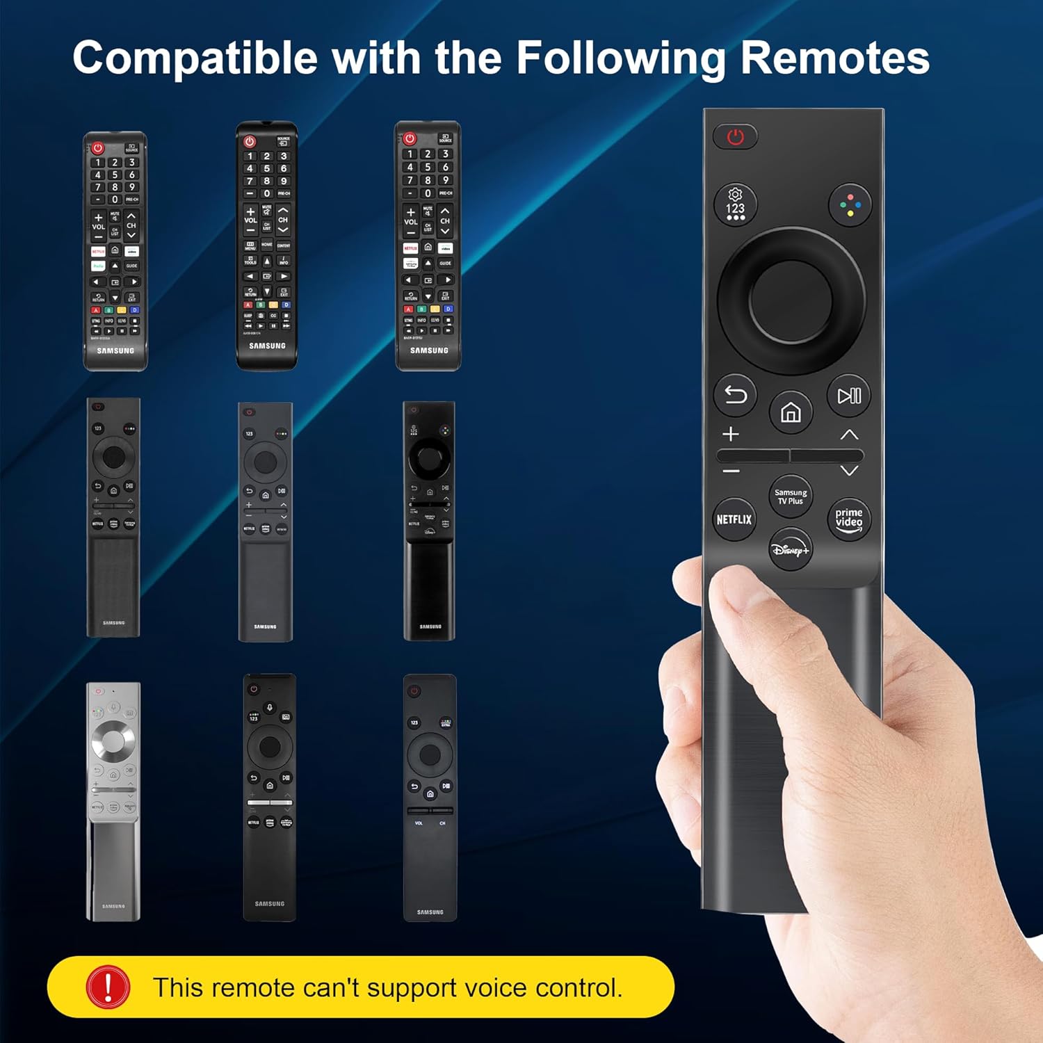 Detalle de Universal Remote Control (Pack of 2) Replacement for Samsung Smart TVs – IR Remote with Netflix, Prime Video, Disney+ and Samsung TV Plus Buttons