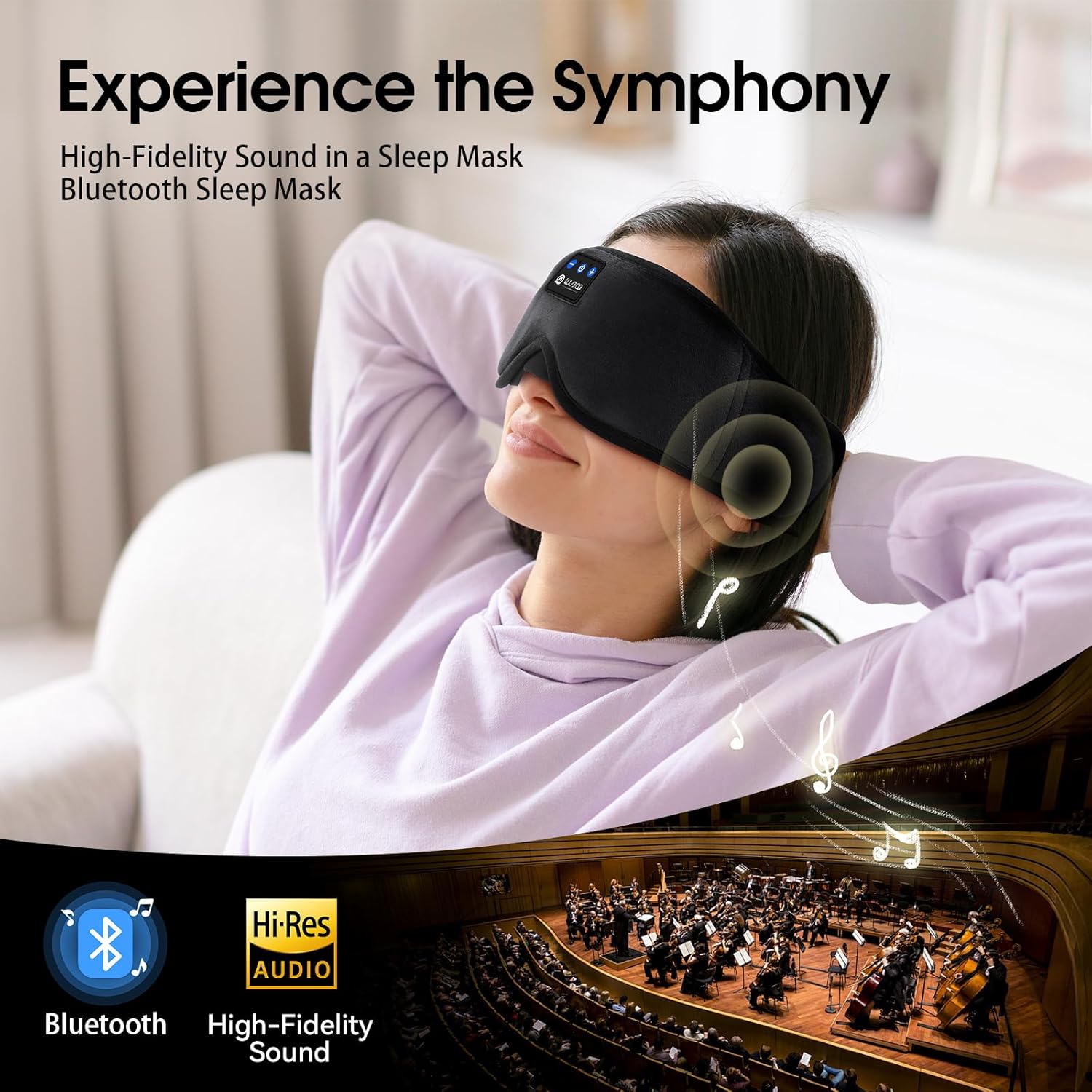 Thumbnail 2 de LOVE EYE Sleep Mask with Bluetooth Headphones – 100% Blackout, Ice Silk, Detachable Speakers