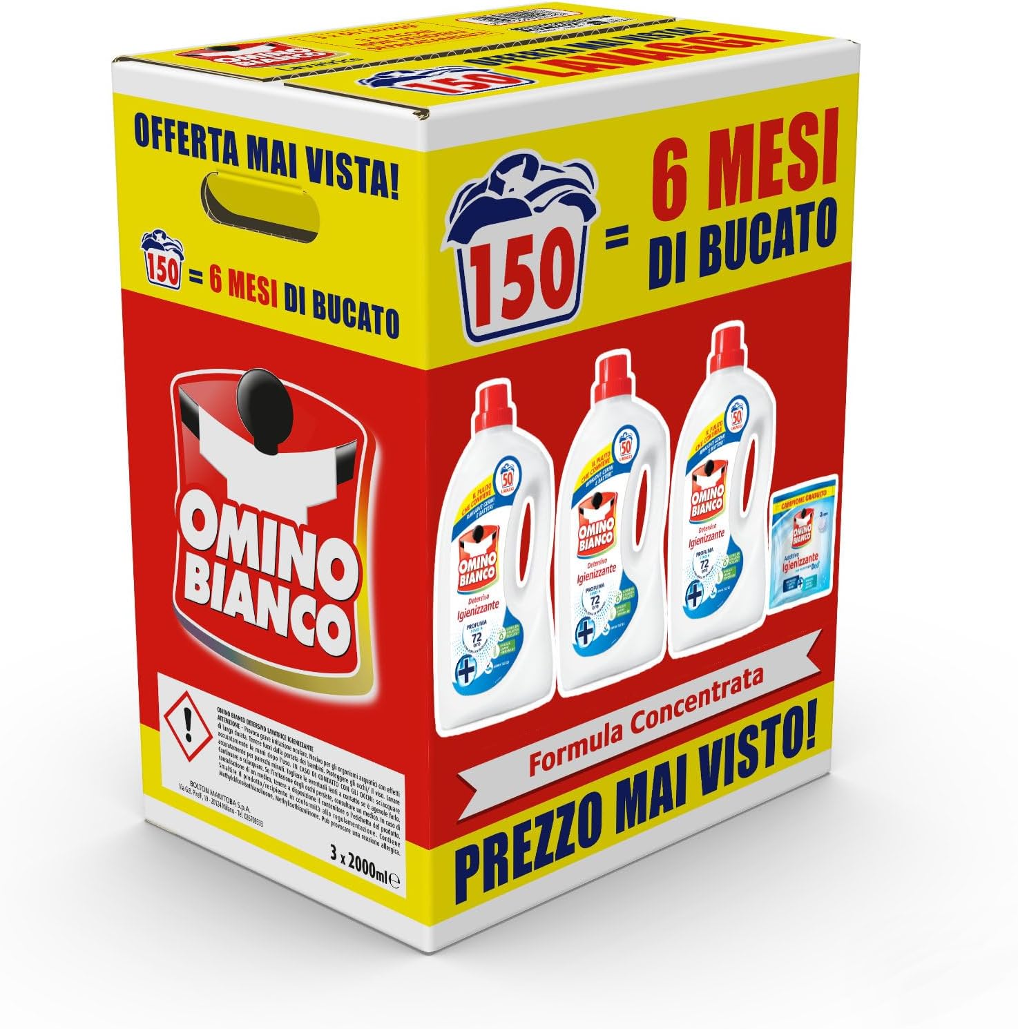 Thumbnail 4 de Omino Bianco Detersivo Lavatrice Liquido 150 Lavaggi + Campione Igienizzante: profumo intenso e tessuti protetti