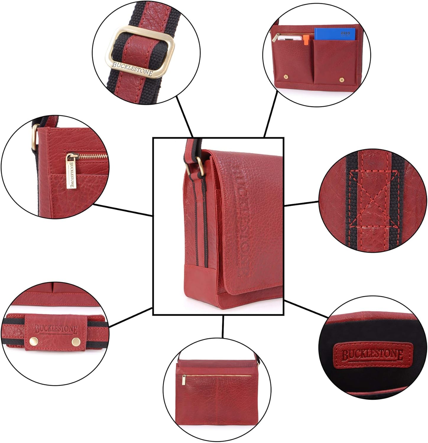 Thumbnail 6 de Bucklestone borsa messenger in pelle per PC 15” Lancaster: tracolla regolabile e tasche per l’ufficio