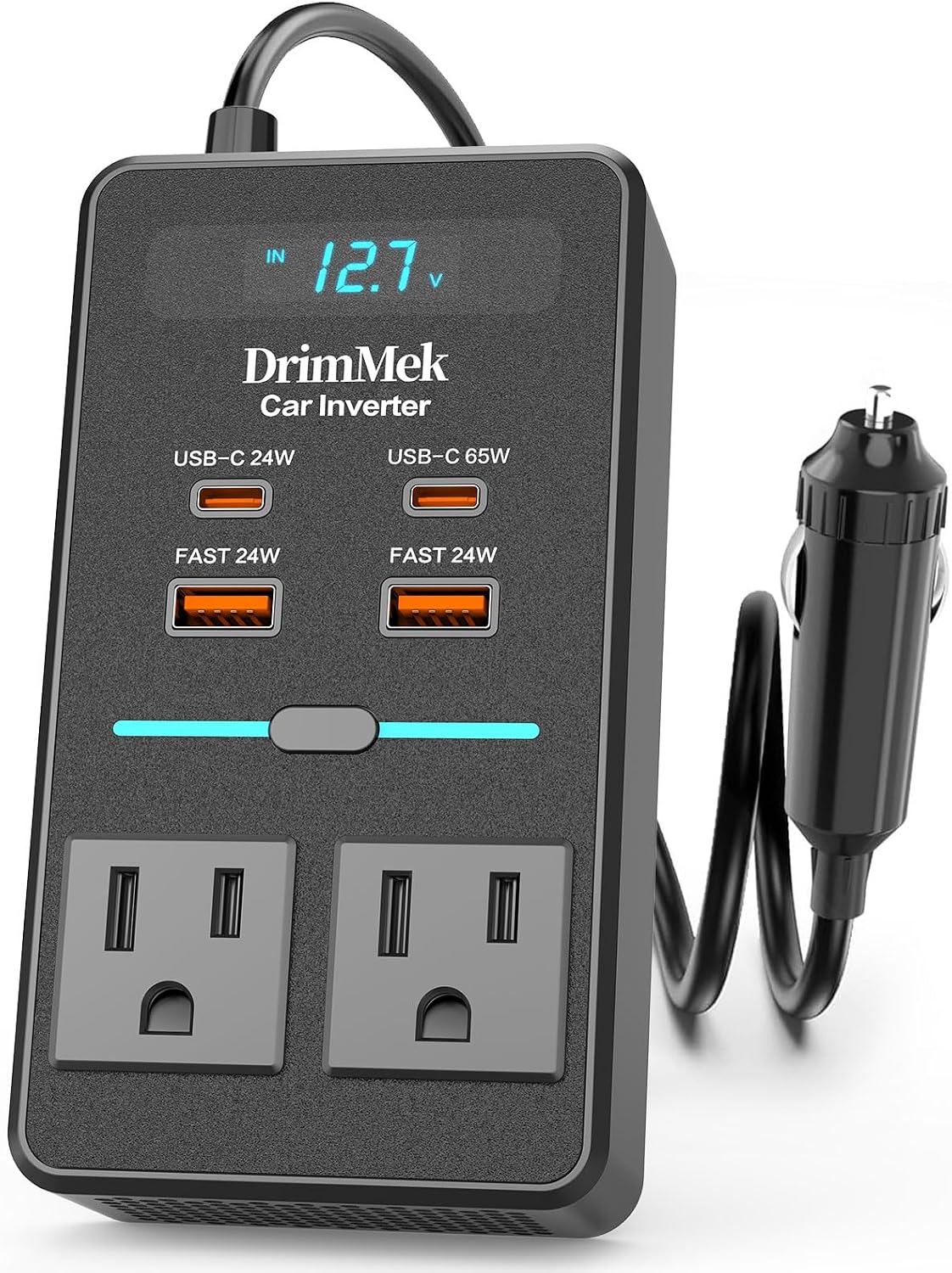 Detalle de 300W Car Power Inverter: 12V to 110V with 65W USB-C Fast Charging