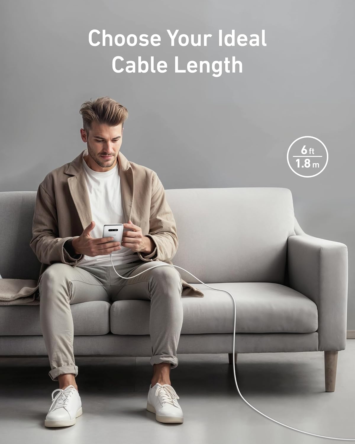 Detalle 2 de Anker Flow Cord USB-A to USB-C Cable (6 ft, Silicone) – 15W Fast Charging & 480 Mbps Sync