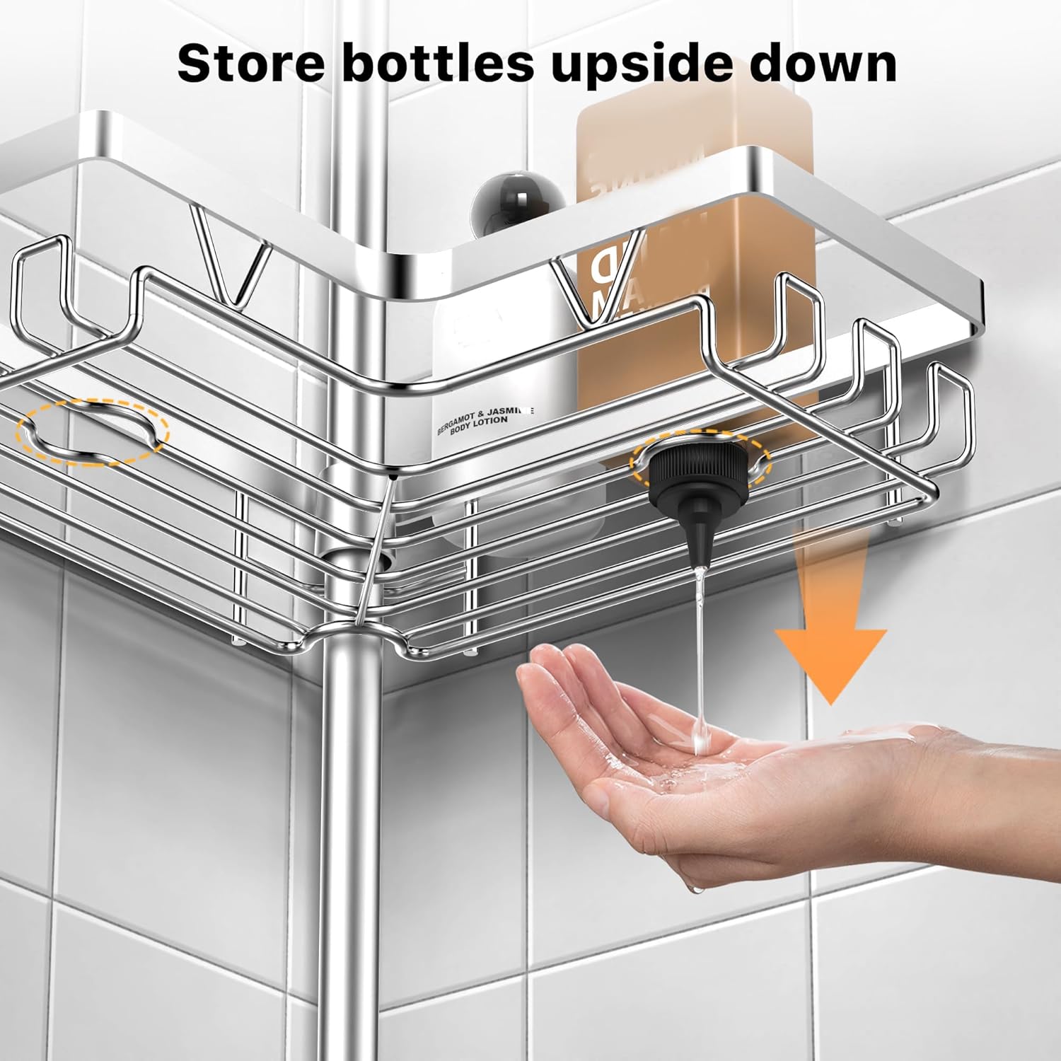 Thumbnail 5 de Kegii Telescopic Shower Caddy Corner Storage with 4 Baskets (No-drill) – Silver