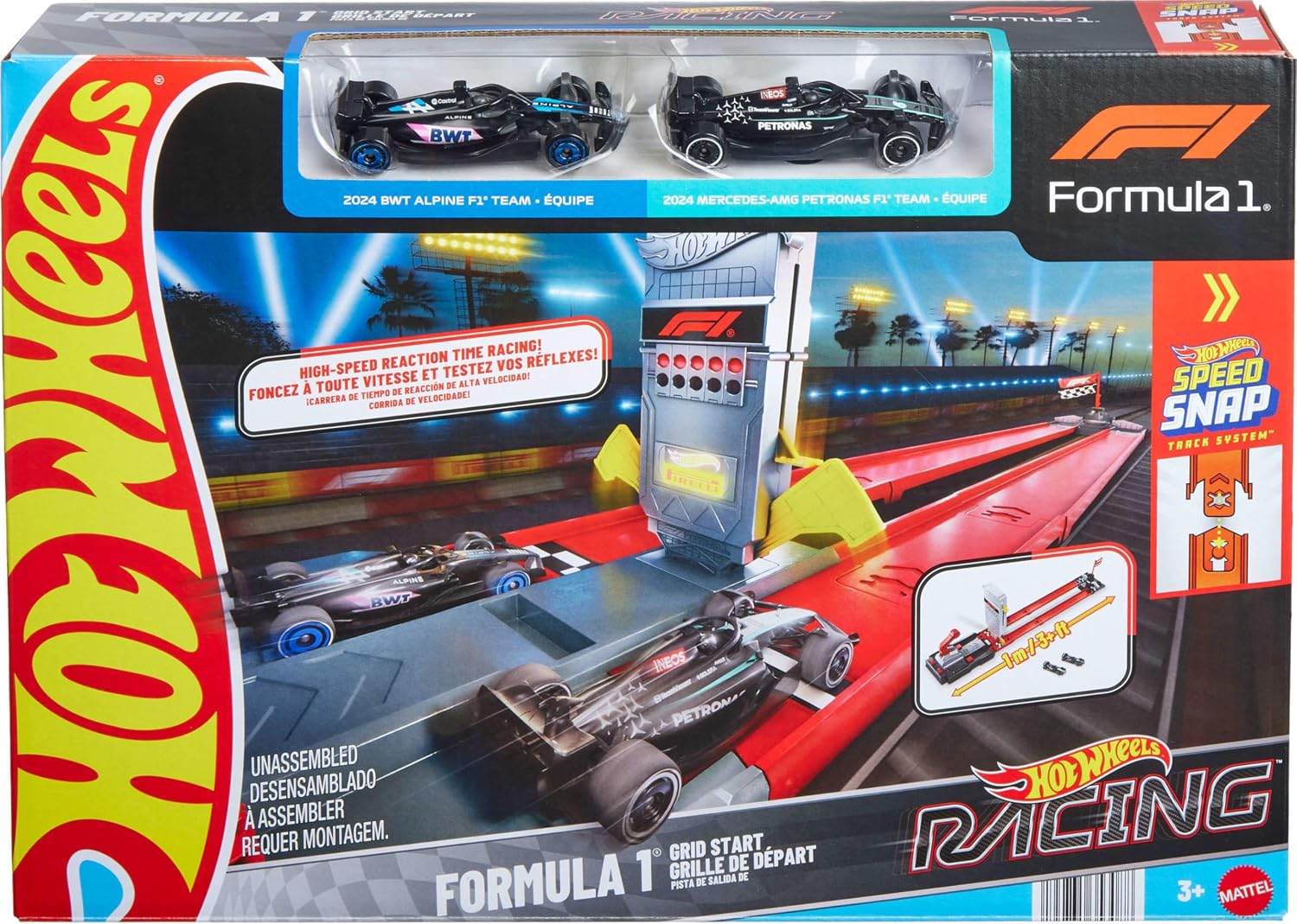 Detalle 2 de Hot Wheels Racing Formula 1 Grid Start Track Set & 2 Toy Cars