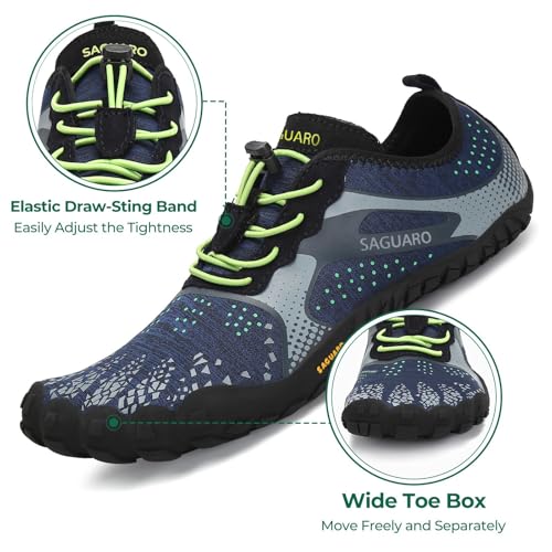 Detalle de SAGUARO Zapatillas Barefoot para Trail: ligero, puntera amplia y suela antideslizante, talla 42, azul