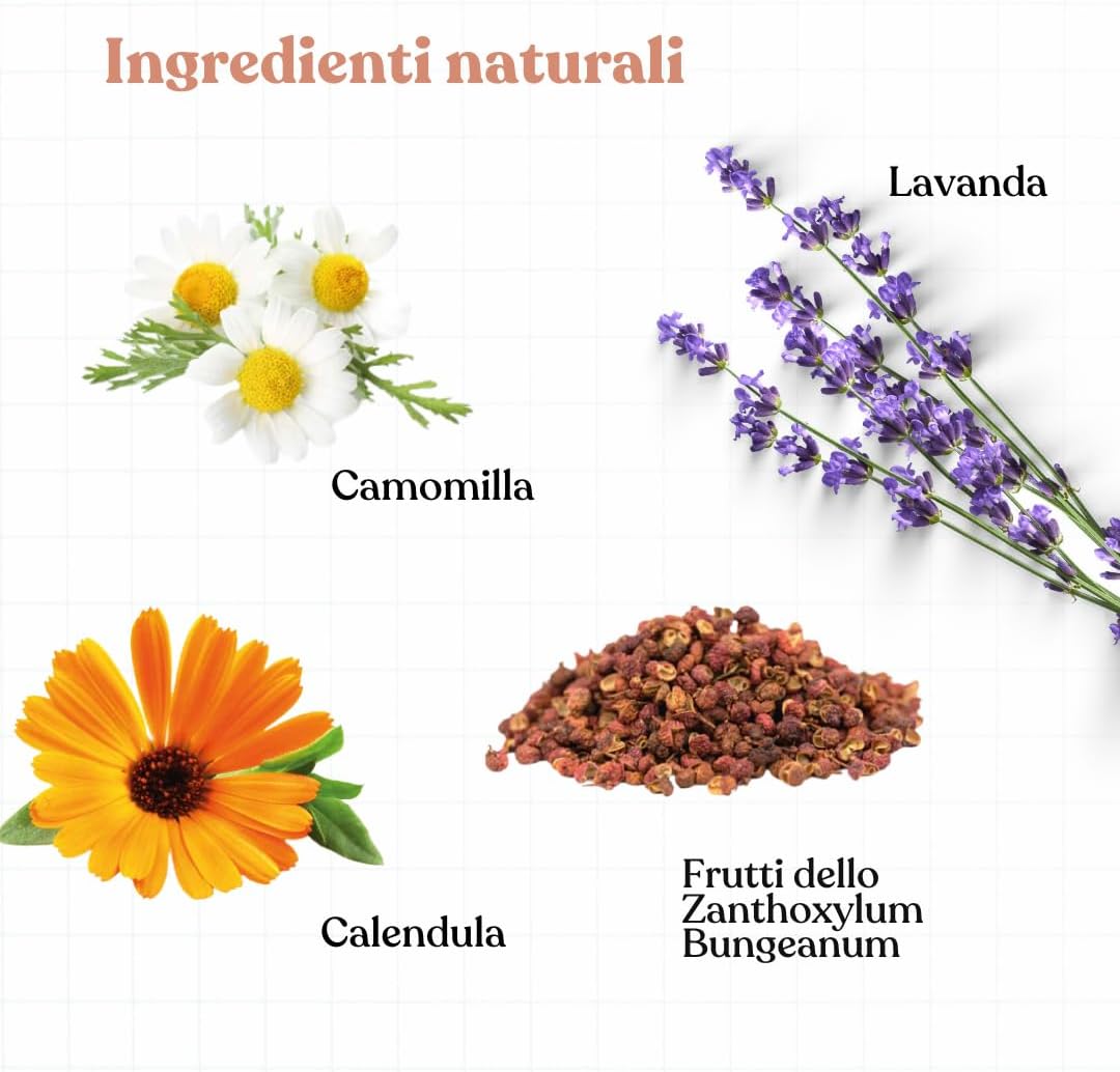 Detalle 2 de Bau Cosmesi Shampoo Lenitivo per Cani: sollievo per pelle sensibile con camomilla, calendula e lavanda