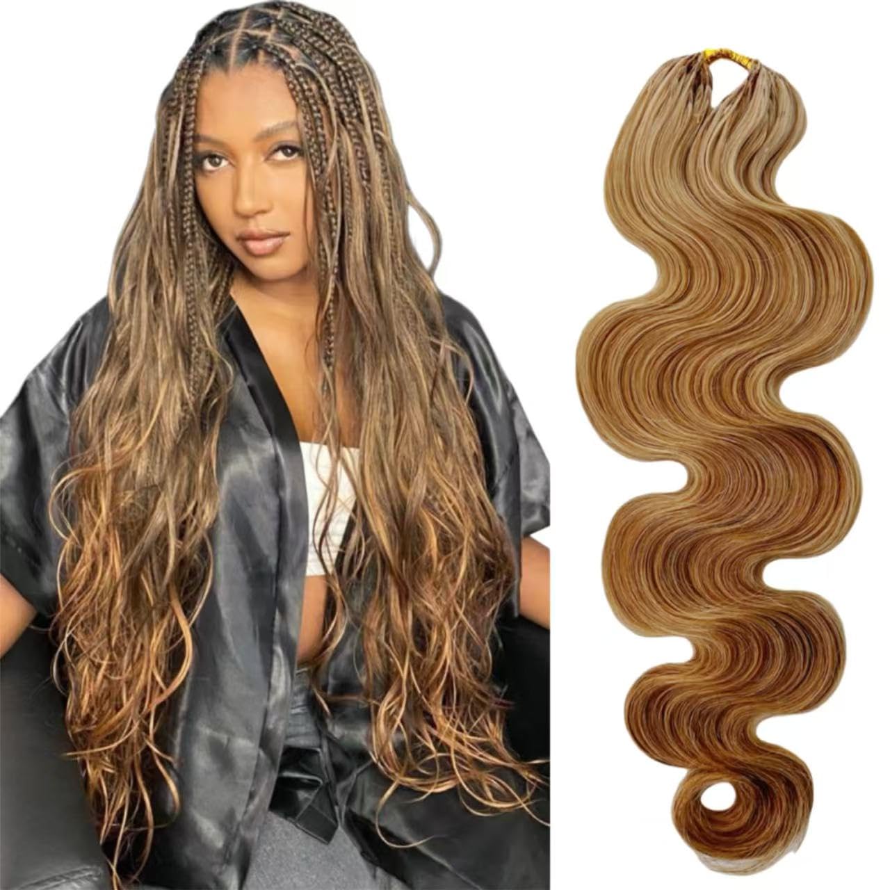 Detalle 2 de Body Wave Feather Crochet Human Hair Extensions - 2 Pack, 16 inch, 120g