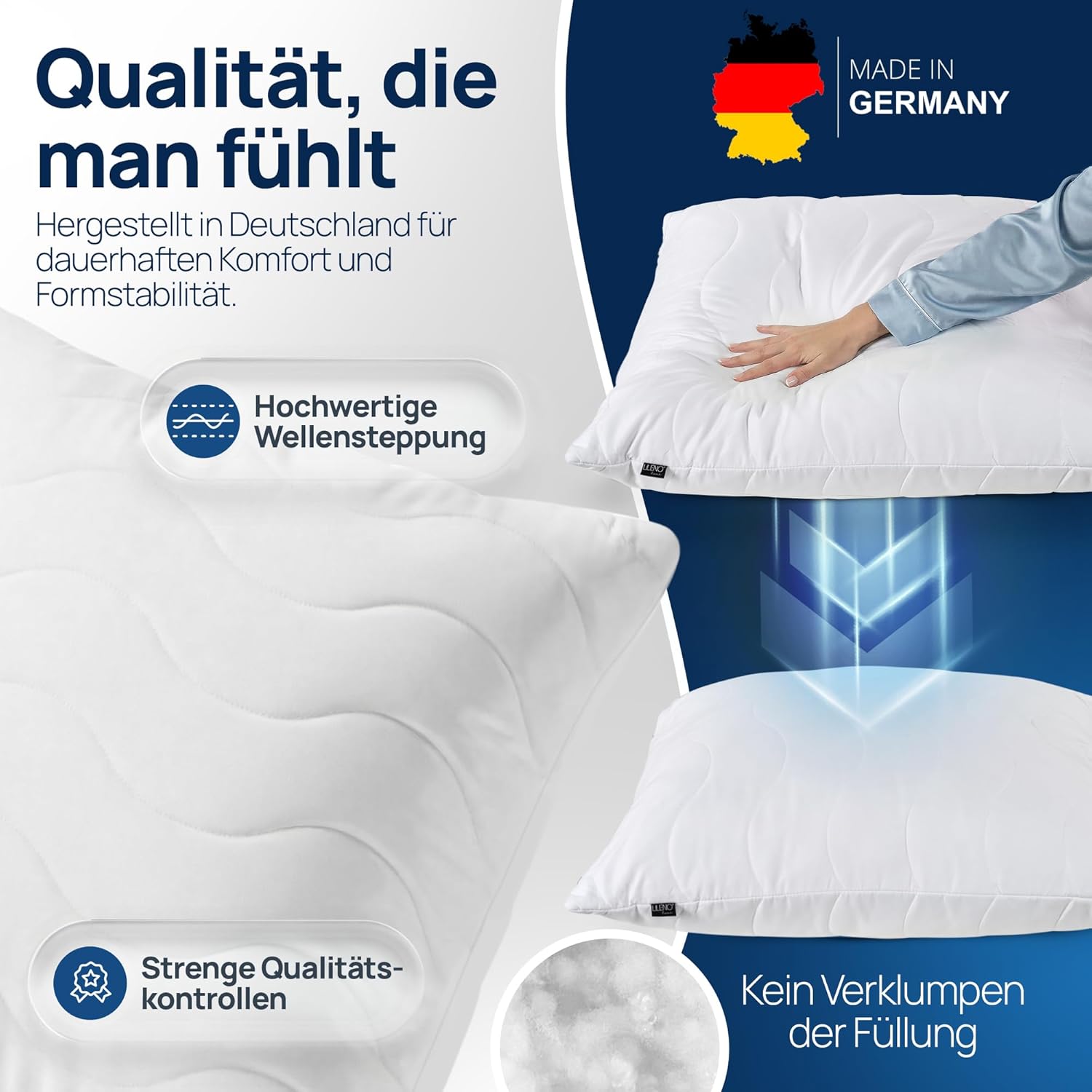 Thumbnail 3 de LILENO HOME Allergiker Kopfkissen 80x80 – 6er Set, waschbar bis 95°C, Made in Germany