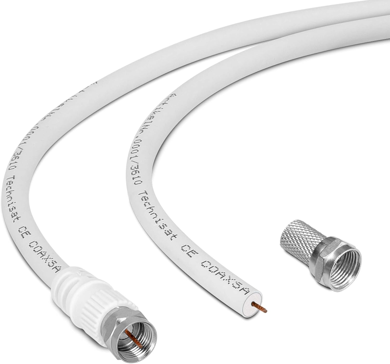 Detalle de TechniSat COAXSAT 2150 – 10 m SAT TV Antennenkabel (Koaxial Kabel HDTV, DVB-S/S2, Radio DAB) in Weiß