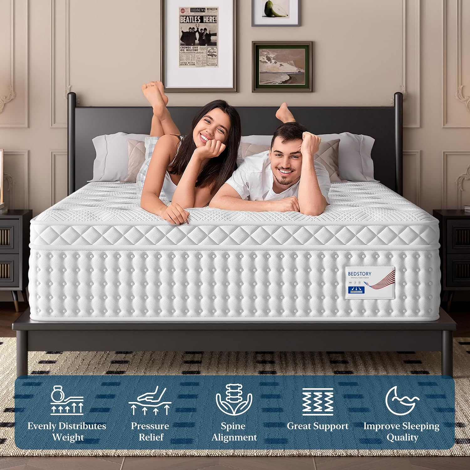 Thumbnail 6 de BedStory P2203406 14-Inch Medium-Firm Queen Hybrid Mattress with Zoned Support