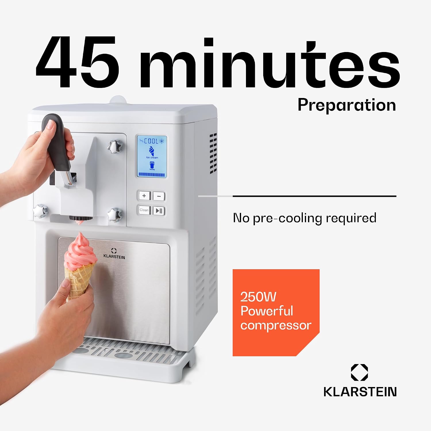Detalle de Klarstein Sweet Sundae Ice Cream Maker, 1.5 L, Compressor and Soft-Serve Dispenser