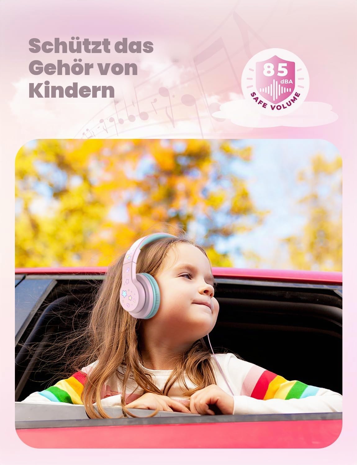 Detalle de iClever Kinder Kopfhörer HS19S – kabelgebunden, mit 85 dBA Lautstärkebegrenzung