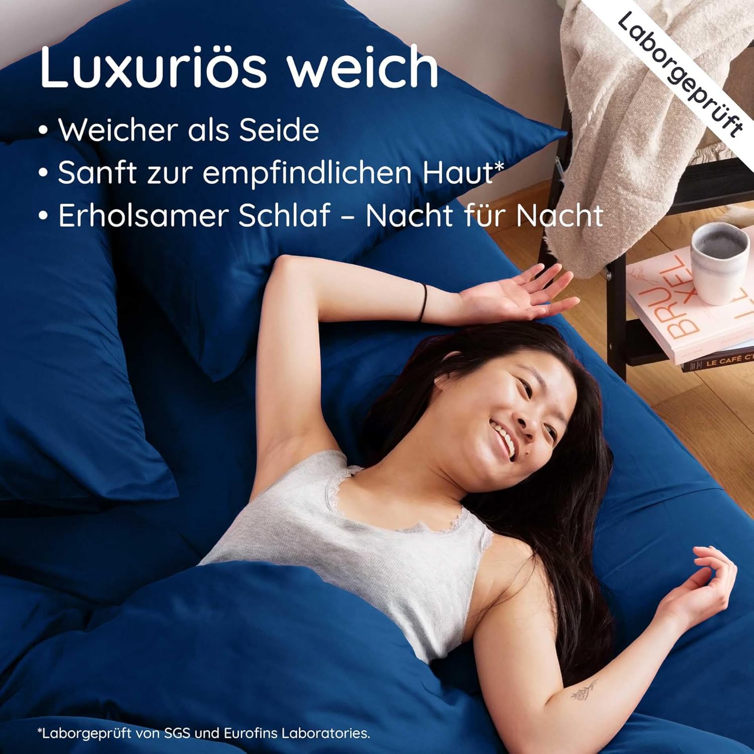 Thumbnail 3 de Bambaw Bambus-Spannbettlaken 90x200 cm, 35 cm Steghöhe, marineblau (OEKO-TEX, antibakteriell)