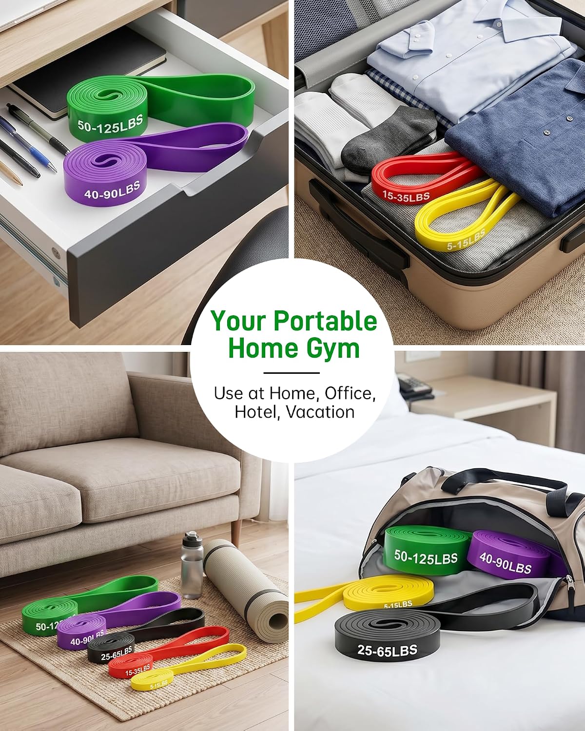 Thumbnail 6 de Renoj Resistance Bands, TPE Workout Set with Five Colour-Coded Resistance Levels